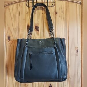 Simply Vera, Vegan Leather Women's Shoulder Tote with Chain-Strap Accent
